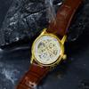 New Men Wrist Watches Luxury Golden Skeleton Mechanical Steampunk Male Clock Automatic Wristwatch Leather Strap Herren Horloges