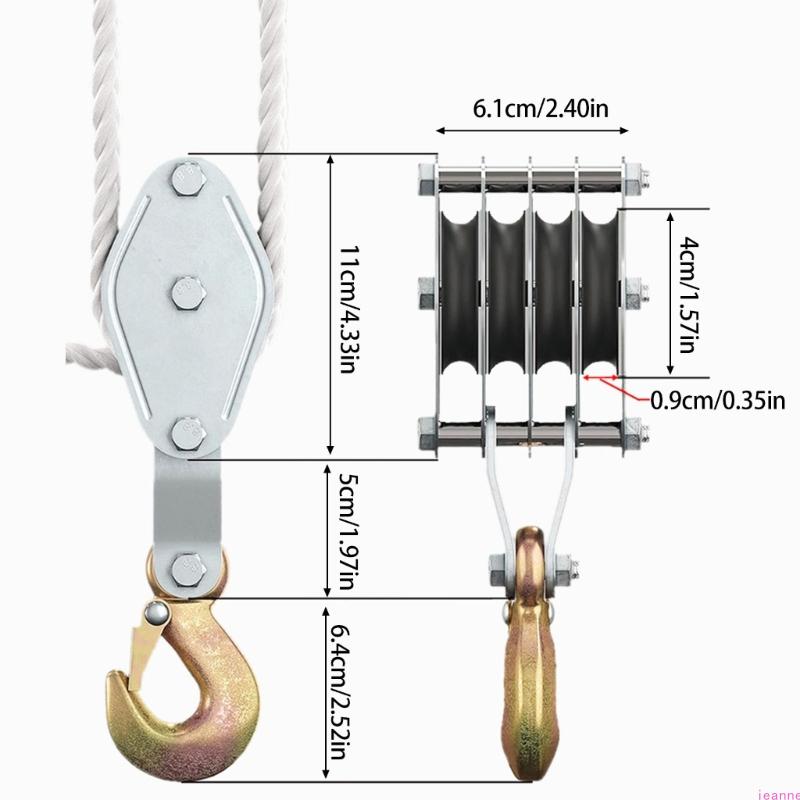 Block And Tackle Rope Pulley Hoist Lifting Power Multifunctional Heavy Duty Pulley System Metal Sheave With 1100/2200Lbs