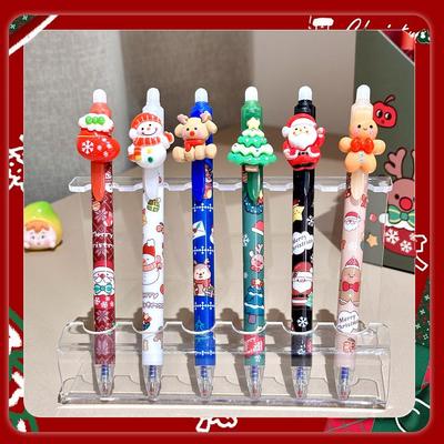 12 STuks Cartoon Kerst 0,5 mm Gelpen Schattige Student Sneldrogende Zwarte Inkt Pen Hoge Kwaliteit Kantoor Handtekening Pen Kerstcadeau