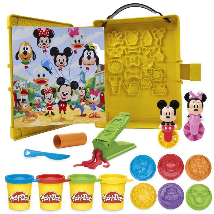 Play-Doh Disney Junior Crée une histoire, coffret de pâte a modeler portatif, loisirs créatifs Mickey &amp; Minnie, des 2 ans