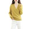 Women's Spring V-Neck 100% Wool Knit Cardigan - Long Sleeve, Short Style Sweater