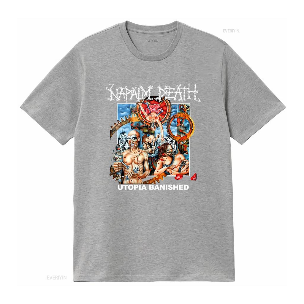 2 Sided Napalm Death Utopia Banished T Shirt Punk Rock Art Print vintage Washed Casual Stylish Top For Everyday Wear fashion