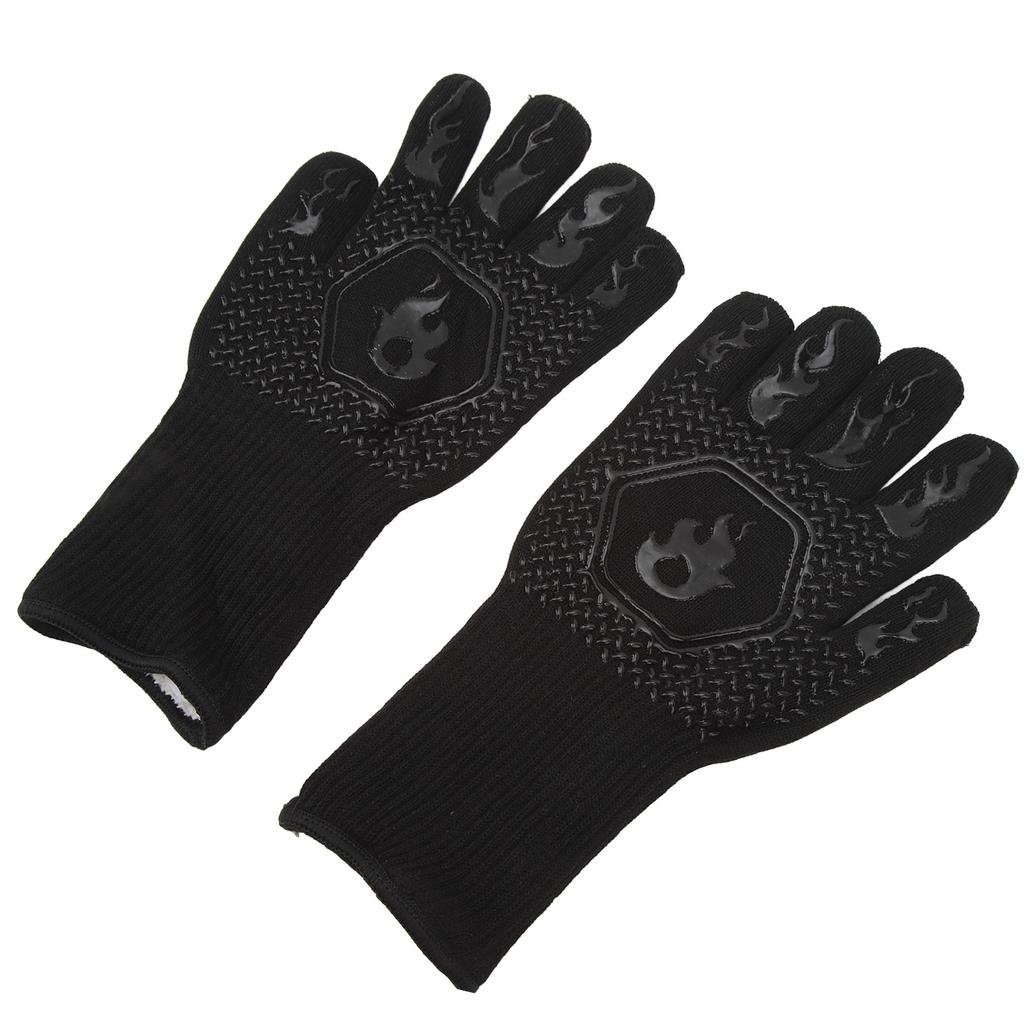 BBQ Gloves Fireproof 800 Celsius  Heat Resistant Double Sided Silicone Large Grill Gloves for Oven Barbecue Cooking