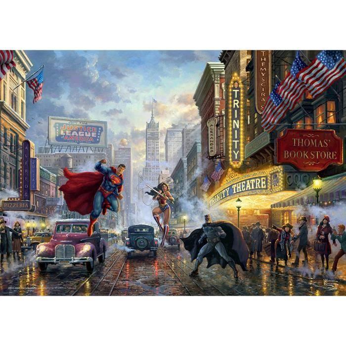 Puzzle - SCHMIDT SPIELE - Thomas Kinkade - Batman, Superman et Wonder Woman - 1000 pièces - 12 ans et plus