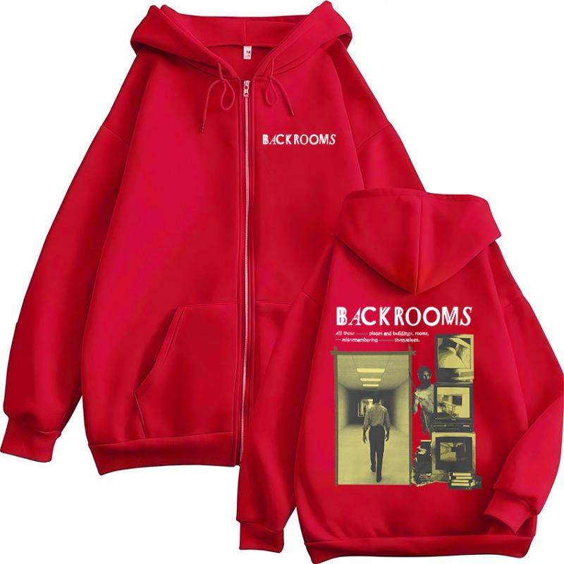 Horror Movie Backrooms Zipper Hoodies Men's Women Clothing Casual Long Sleeves Zip Up Hooded Sweatshirts Jackets Coat Streetwear