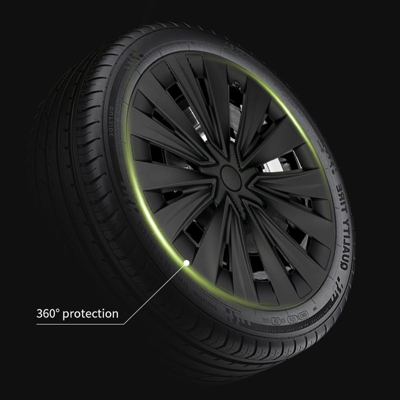 AMV1 4PCS for Model Y 2020-2024 4PCS 19 Inch New Turbine Style Matte Black Hubcap Cover Hub Cap Replacement Wheel Cap for Tesla