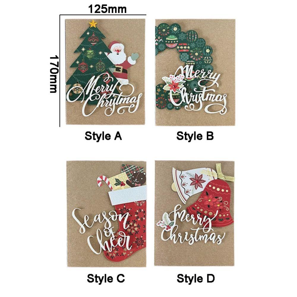 Foldable Greeting Card Kraft Paper Invitations Card Party Supplies Christmas Cards  New Year