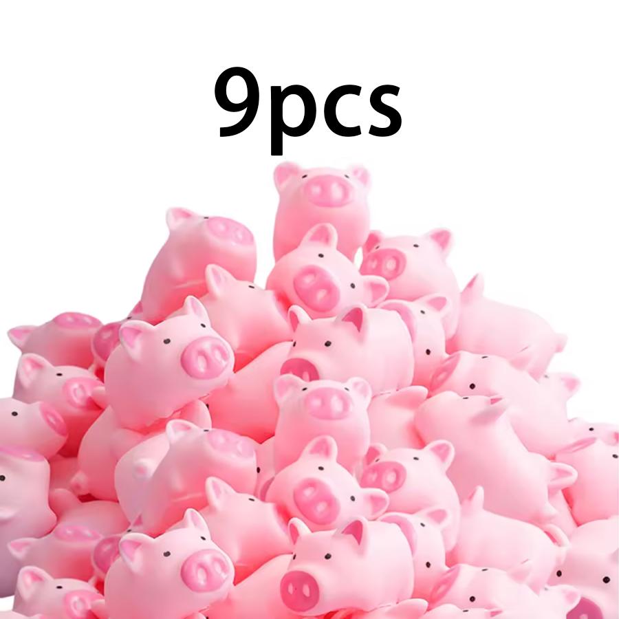 3/9/18/36pcs Pink Pig Durable Rubber Stress Relief Squishy Toy Pet Dog Chew Squeeze Decompression for Birthday Gift Party XJM