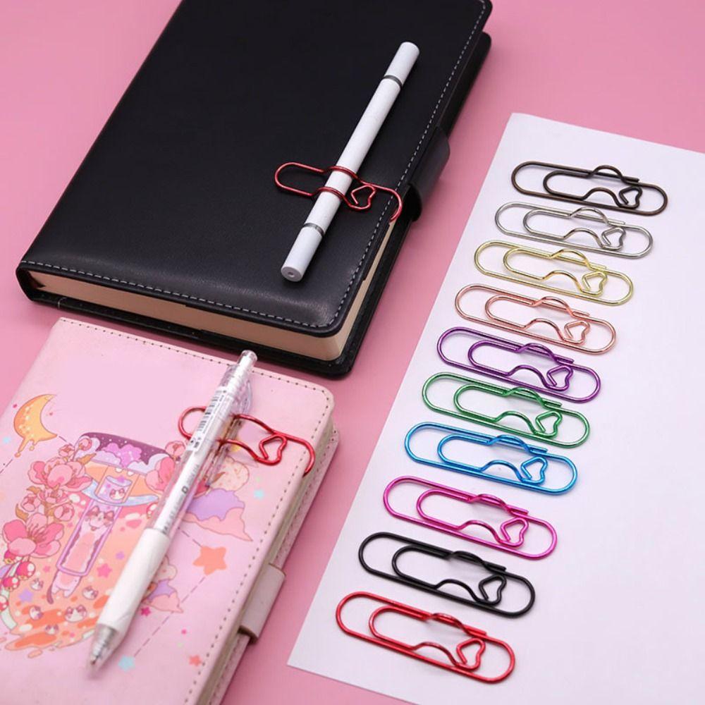 10pcs Document Clips Multi-functional Pen Holder Colorful Bookmarks Paper Clips  Notebook