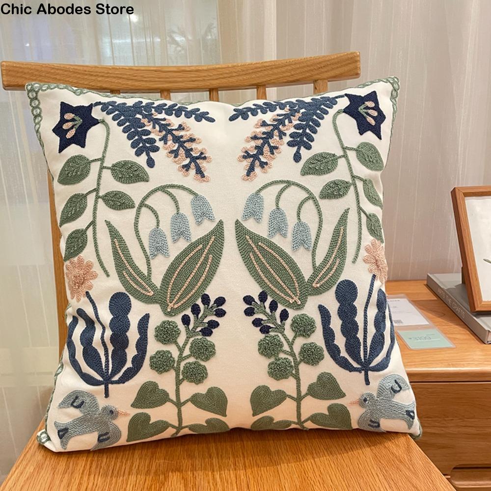 Decorative Embroidery Floral Swallow Cushion Cover Skin-friendly Square Sofa Pillowcase Soft Pillowslip Bed Room