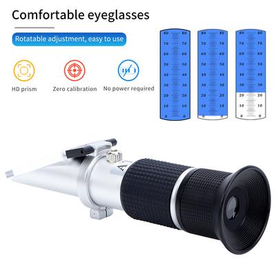 Handheld Brix Honey Refractometer 0-80% Brix Meter with ATC Concentration High Sugar Test Tool Fruit Sweetness Meter