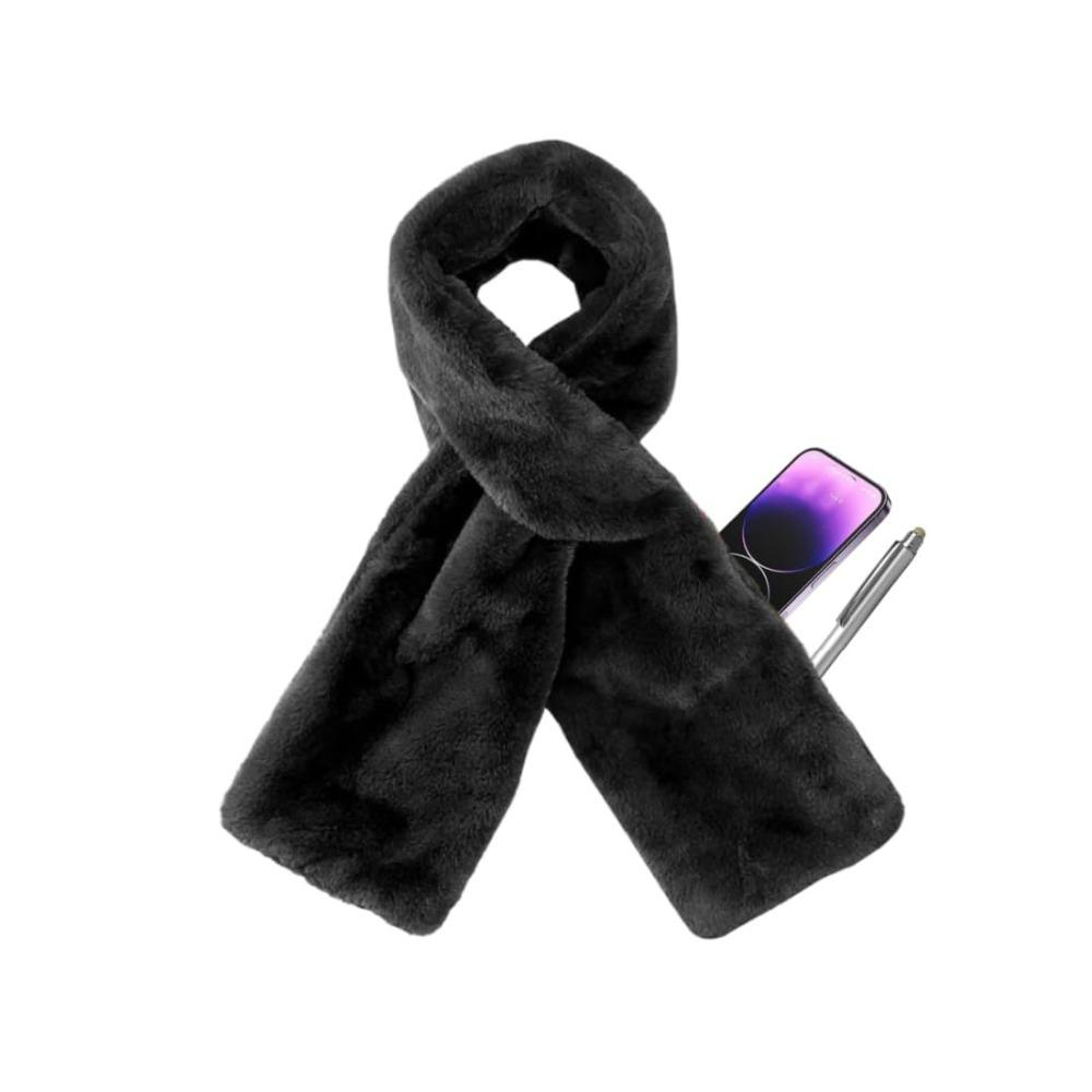 With Hidden Zipper Pocket Plush Scarves Soft Cross Neck Scarf  Autumn/Winter