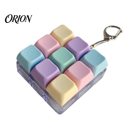 Mechanical Keyboard Fidget Keychain 2/3/4/9-Keys Toy, Stress Relief Push Button Finger Toy Clicker LED Light-up Tactile