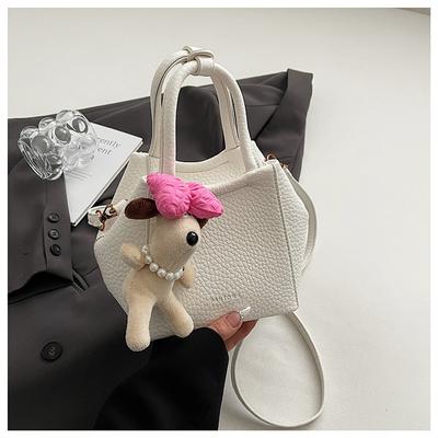 Cute Bag Female Personality Simple Fashion Lychee Pattern Shoulder Messenger Bag Popular Texture Underarm Bag