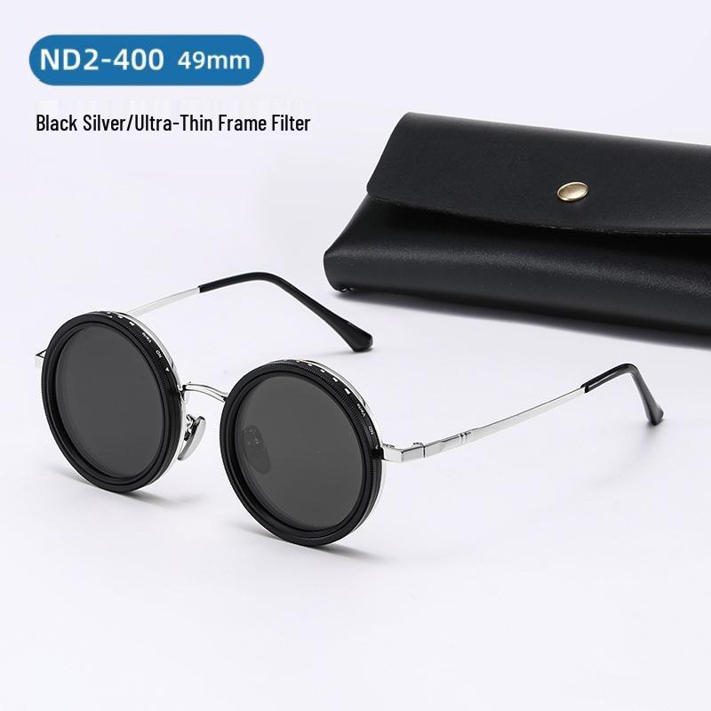 ND Rotating 9-Level Adjustable Polarized Sunglasses, UV400 Protection, Punk Style Round Filter