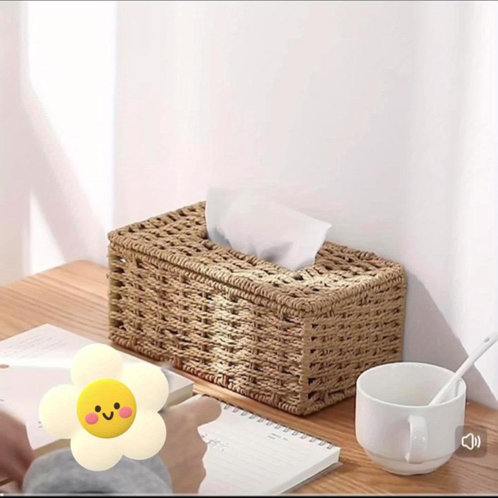 Hand - Knitted Tissue Box, Vintage Tissue Dispenser, Bohemian - Style Tissue Box. Suitable for Both Home and Office Use.