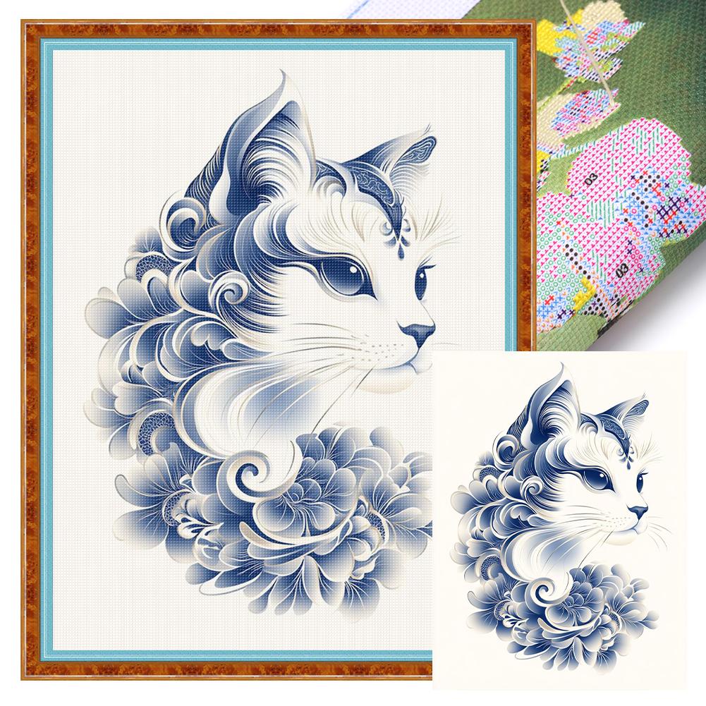 Cute Cat/Dog Full Embroidery Eco-cotton Thread 11CT Printed Cat Cross Stitch Kit Arts DIY Handmade Ornament Home Decor 40*40cm