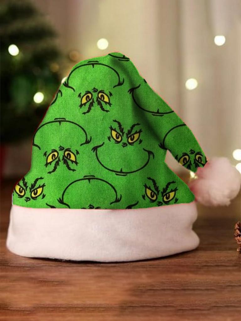 Grinch Green Christmas Hat With Thick Double Sided Velvet For Winter Holiday Celebration
