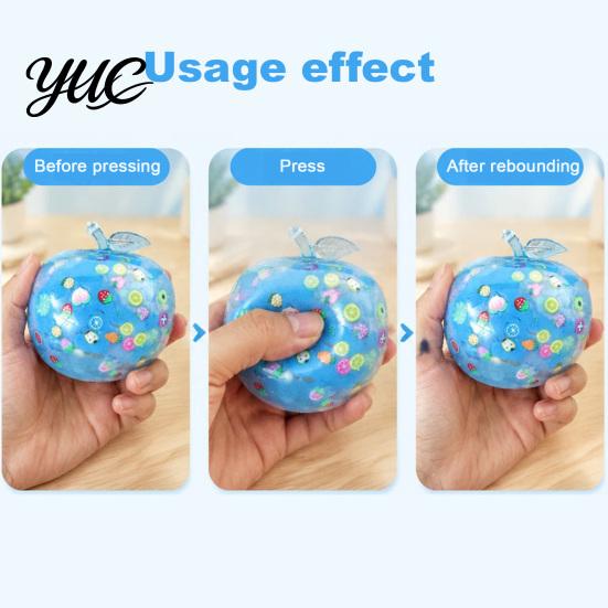 Decompression Toys for Relaxation Apple Squishy Toy, Fruit Squeeze Fidget Toy with Confetti, Soft Portable Anxiety Relief Stress Adults, Desktop
