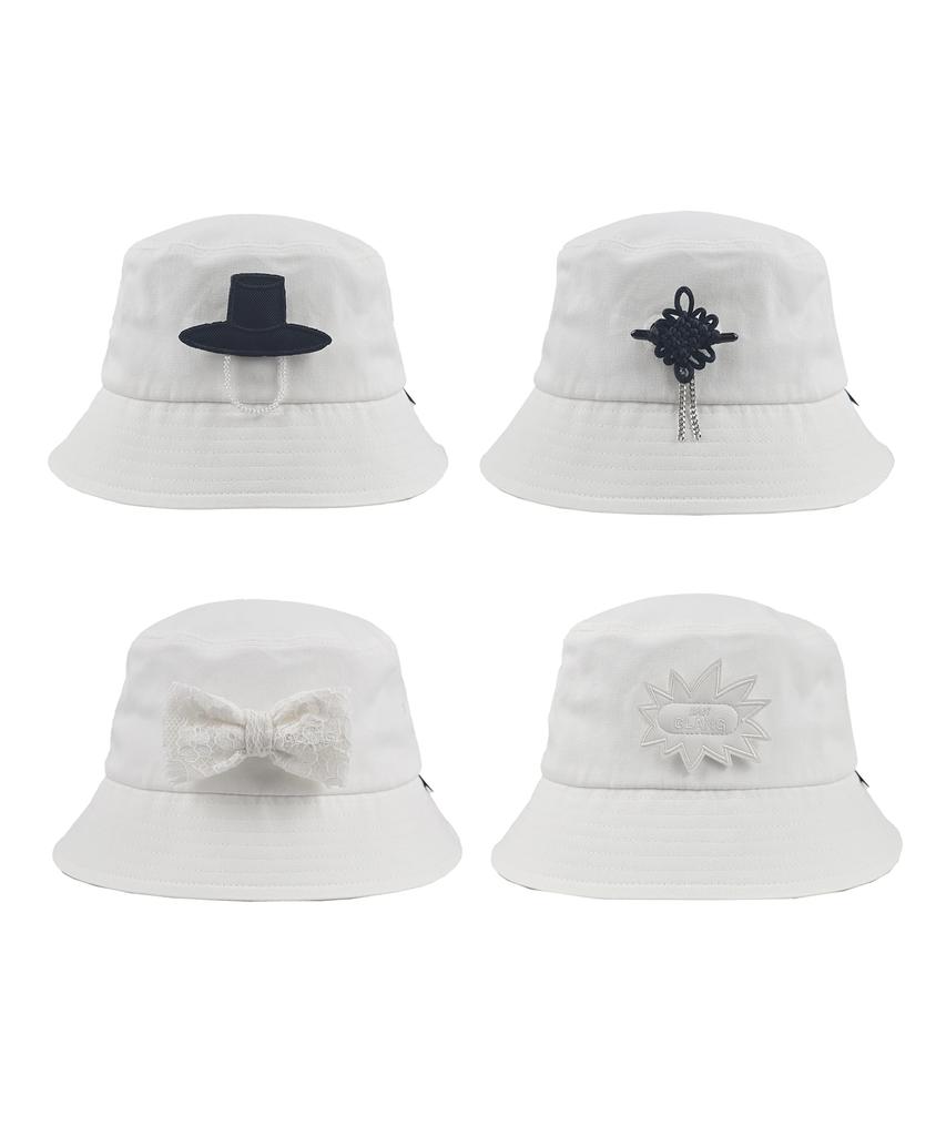 Jangeulang White Basic Bucket Hat