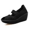 Keilabsatz-Plateau-Websandalen Mode Peep Toe Bequem Atmungsaktiv Mama-Schuhe Damen Casual Dicke Sohle Sandalias Mujer 2024