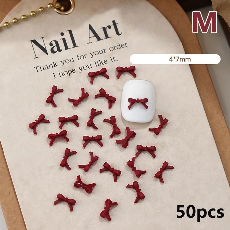 50Pcs Mini Bow Nail Charms Bulk Mix 3D Bowknot Nail Art Decoration Accessories For Diy Manicure Korean Design