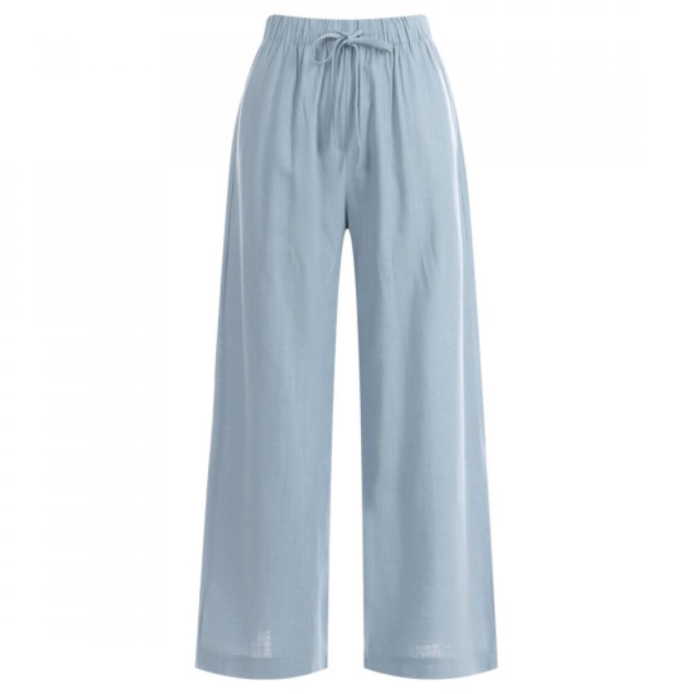 Shop Women Linen Wide Pants Cool Banding Pants Sky Pic Wpt 11877