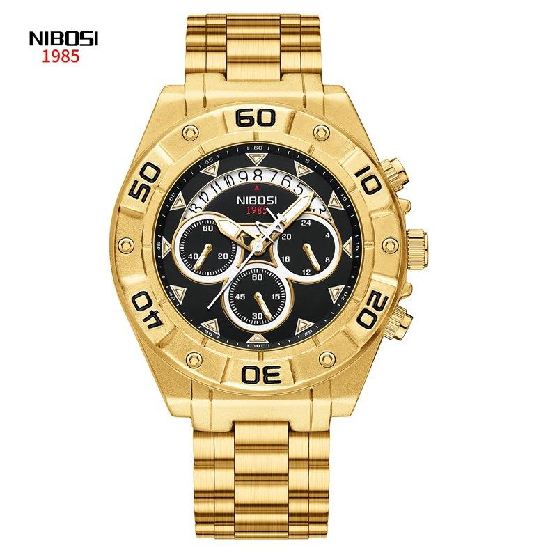 Men'S Watch, Multi-Function Three-Eye Six-Pin, Mineral Glass Mirror Quartz Watch