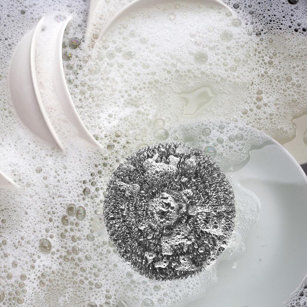 NUOLUX Steel Stainless Steel Kitchen Cleaning Metal 12 Silver Scrubber, Scrubber, Ball, Pot, Dish, Cleaning, Scrubber, Pieces,
