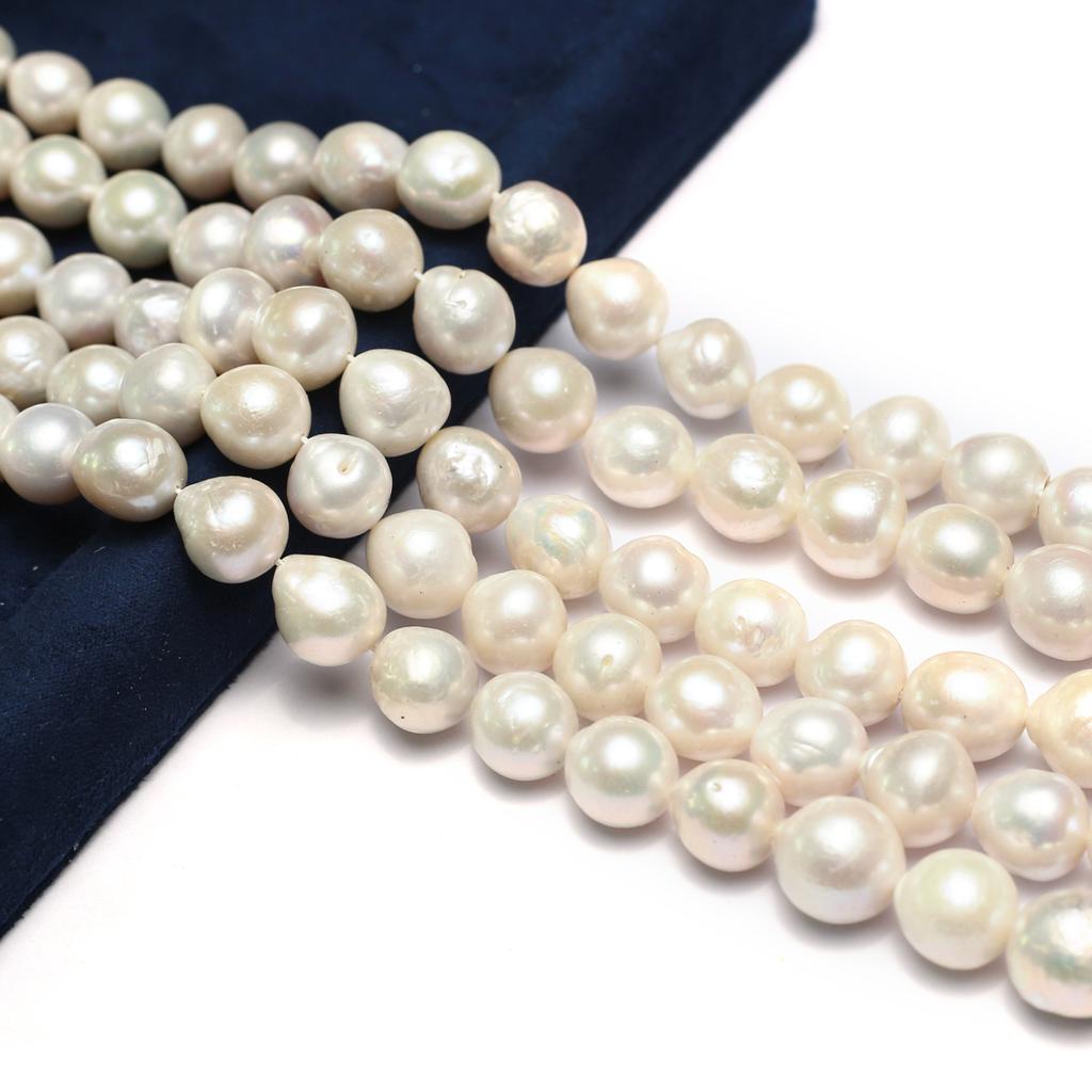1String, White Natural Freshwater Pearls, Edison Round Pearl Beads for Jewelry Making DIY Necklaces, Bracelets Crafts (Beads 11-12mm, Length 36cm)