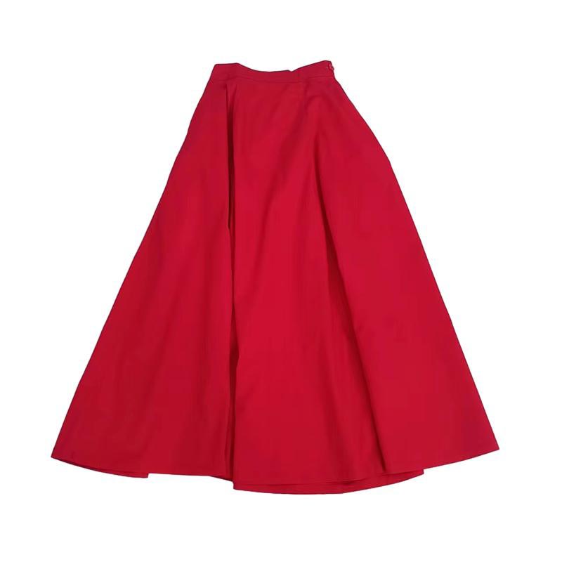 Dickies Solid Color Mid Waist Twill Casual Long Skirt Women skirts Red DK006232CX9