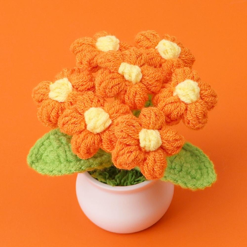 Hand-Knitted Wool Fake Flowers Set: Sunflower, Carnation, Tulip - Desktop Decor, Teacher/Student Gift, Everlasting Bouquet
