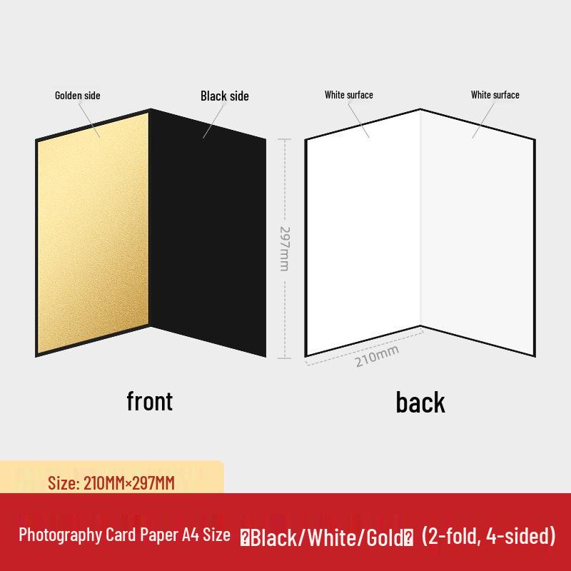 A3/A4 Photography Cardboard Reflector for Fill Light - Black, White, Silver, Gold