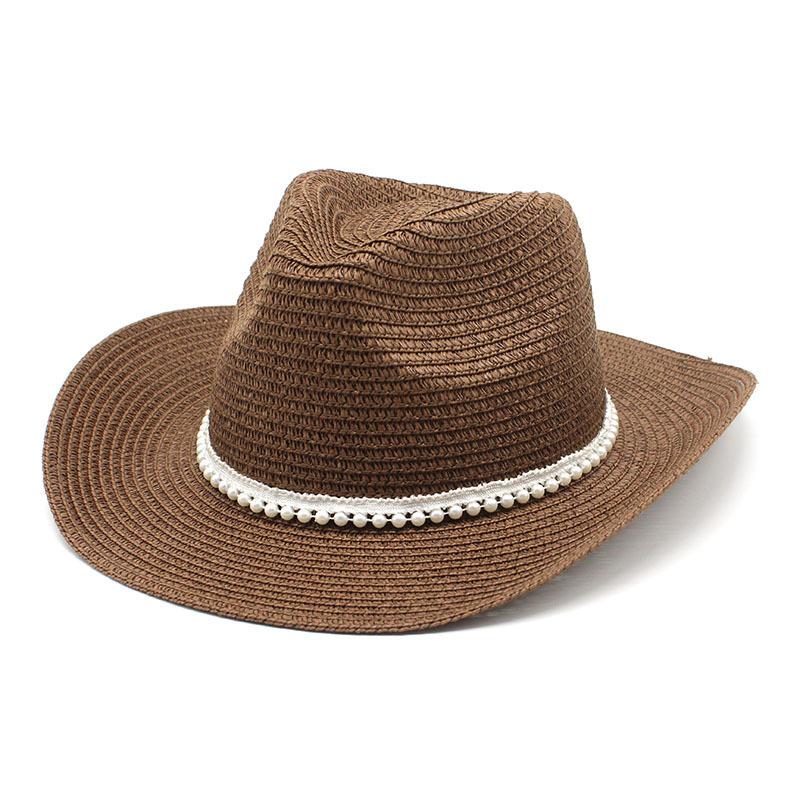 Western Cowboy Straw Hat Couple Outdoor Seaside Beach Hat Sunscreen Visor Hat Big Eaves Hat