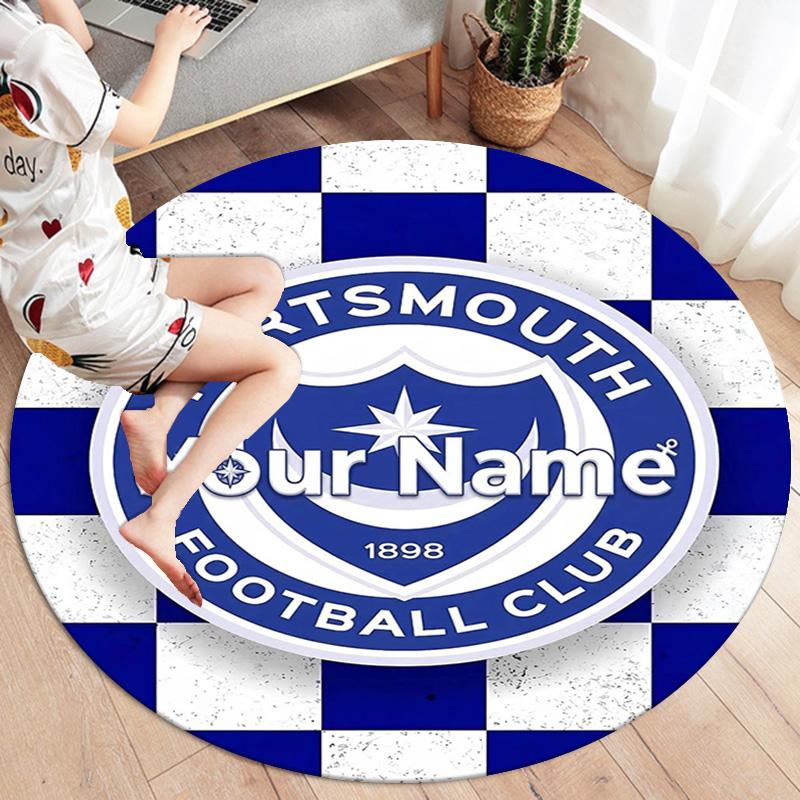 Nautical Crest Shield Custom Name Round Area Rug Carpet Rug For Living Room Bedroom Sofa Playroom Decor Nonslip Floor Mat