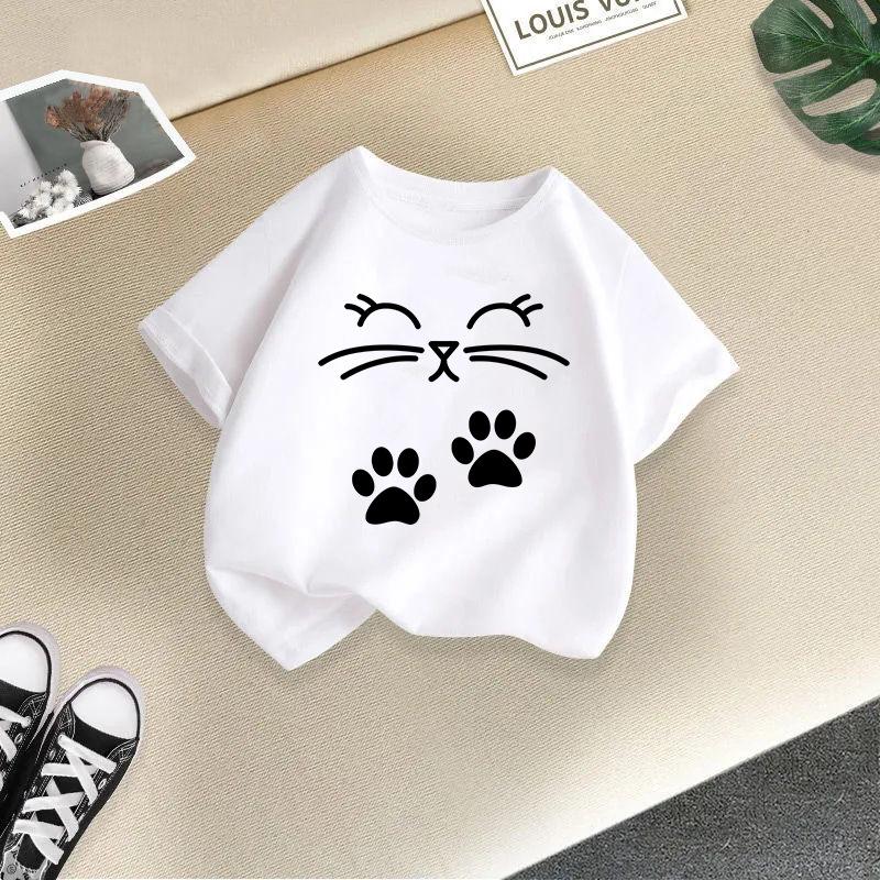 Girls' Cute Printed Loose Short Sleeve T-shirt - Summer Round Neck Top