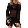 Women's Sexy Fashion Comfortable Hollow Mesh Long-sleeved Bikini Beach Knitted Sun Top