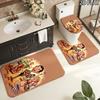3pcs Mr. Bean Pattern Flannel Nonslip Absorbent Washable Decorative Bathroom Home Toilet Seat Cover Mat