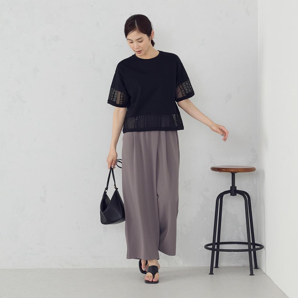 Comme Ca Ism Lace Combination Black L T-Shirt 12-68CK31-205