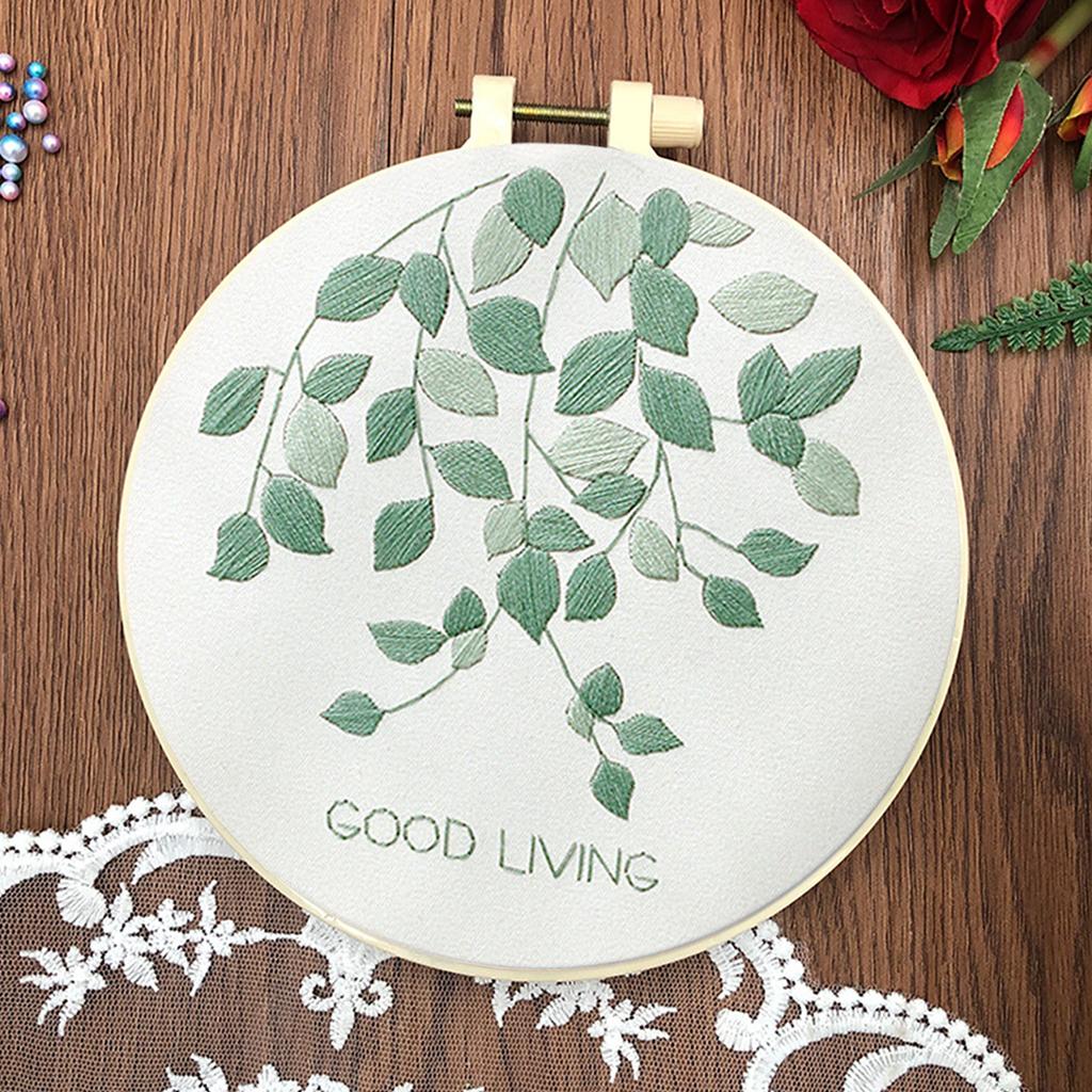 3Pack Flower Plant DIY Embroidery Kit with Pattern Embroidery Hoop Needlework Craft 30x30cm for Beginners Adults Hand Craft Gift