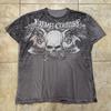 Moda estiva uomo europea e americana stampa teschio con lettere T-shirt comoda e traspirante con scollo rotondo top da esterno per strada