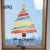 Holiday Glass Stickers Hand-painted Colorful Christmas Tree Static Sticker Removable PVC Window Cling Cling Decals Reusable for Home And Shop