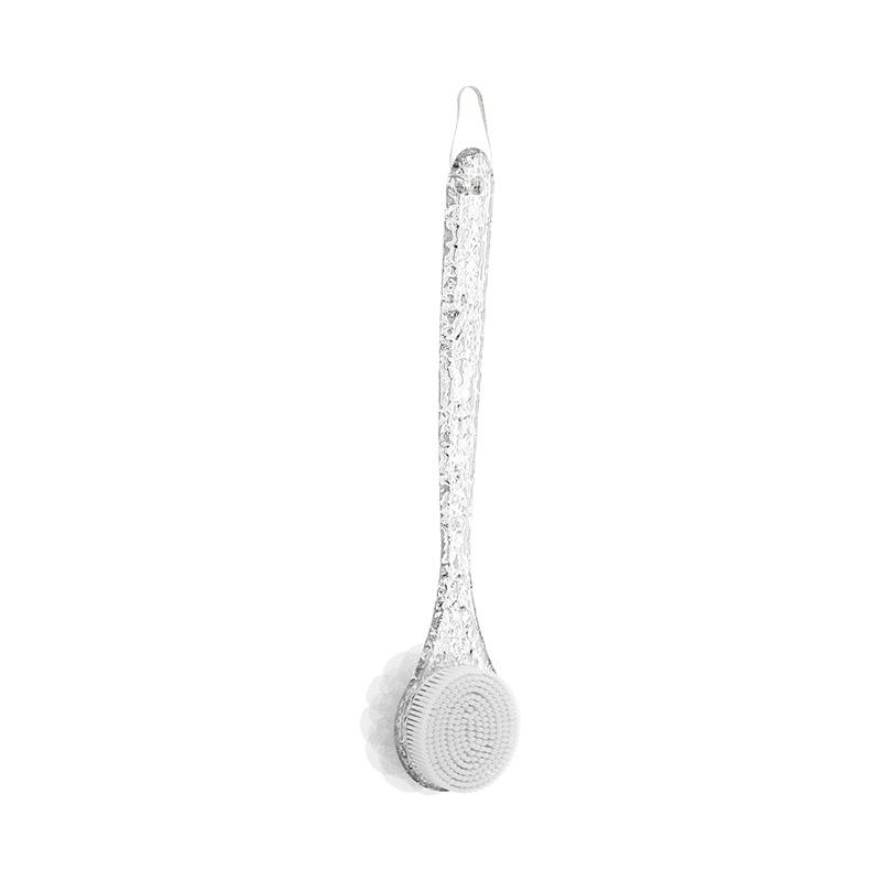 Crystal Handle Bath Brush, Dual Side Body Scrub Brush, Exfoliating Back Scrubber - Long Handled Shower Brush for Bathing чистый