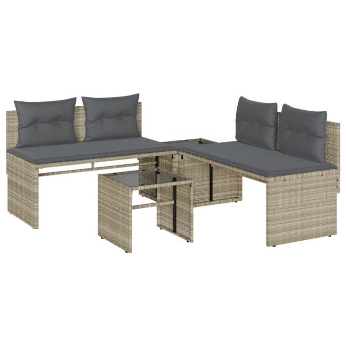 VidaXL Garden Lounge Set 4 Pcs with Light Grey Cushions Wicker, Outdoor Sofa Set, Garden Furniture, 4003883