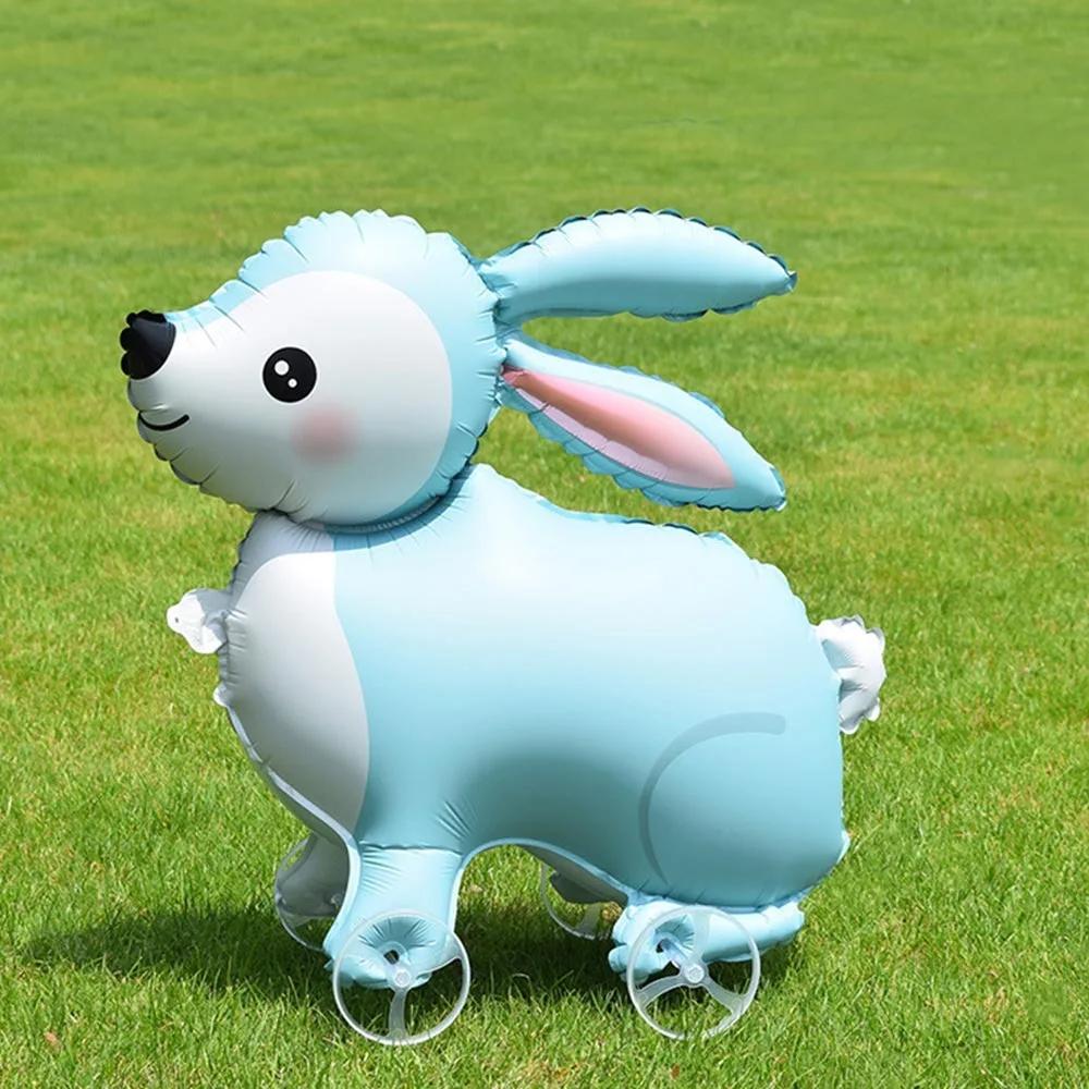 Movable Design 4D Dinosaur Balloons With Wheels Animal Balloon Standing Foil Balloons Drawing Foil Foil Balloons With Wheel