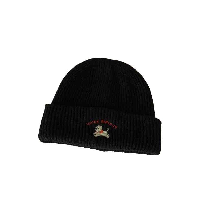 Warm waxy puppy~ Grandma Chen keeps her own versatile embroidered knitted wool hat to show her face. New cold hat for autumn and winter