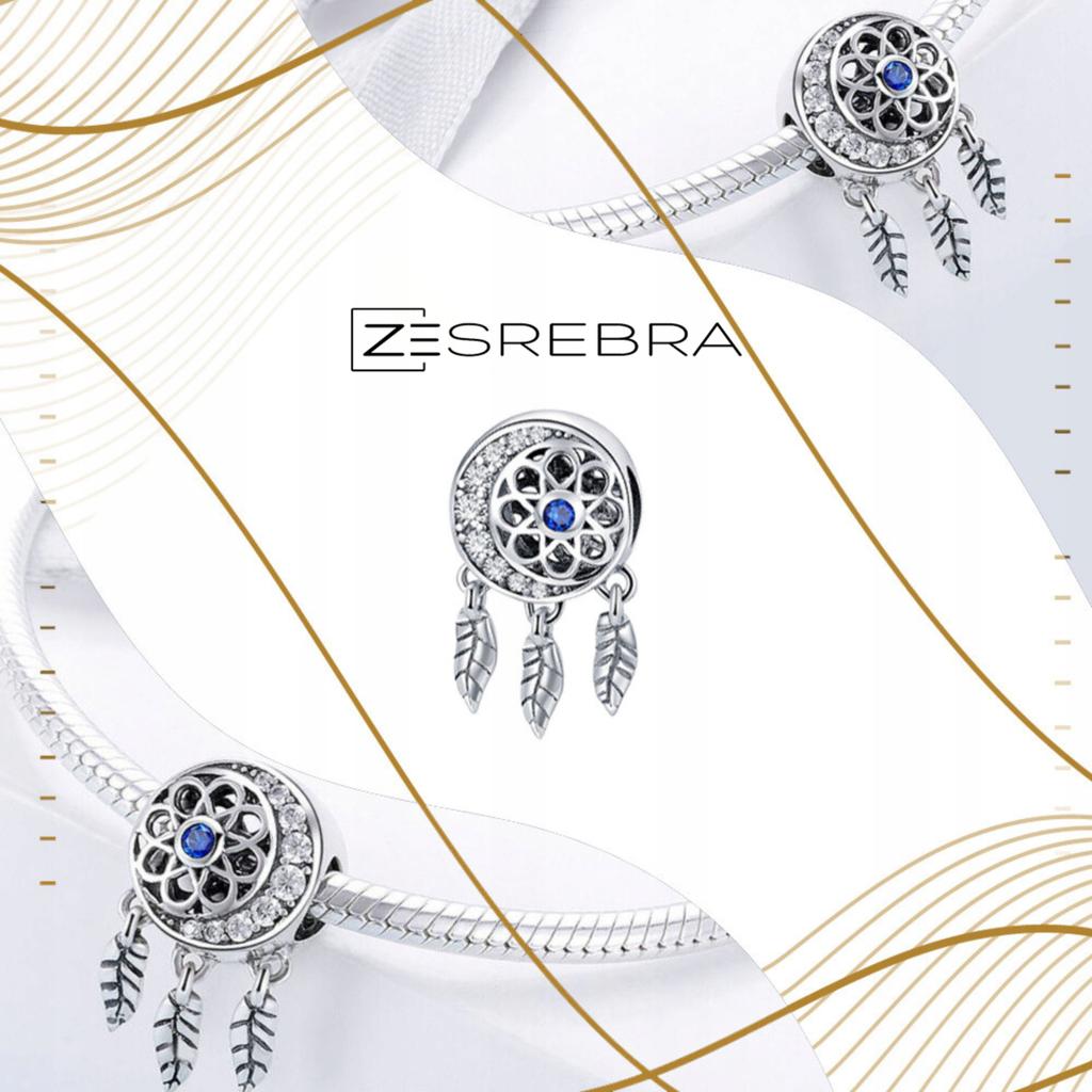 Dreamcatcher Charms 925 Bead Feather Moon Charms Pr S925