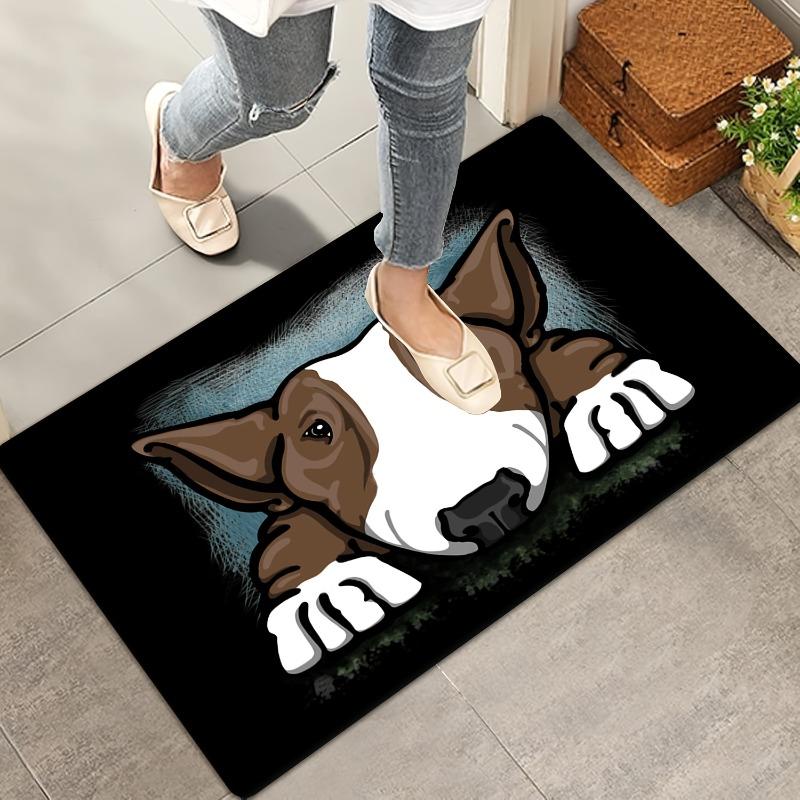 Bull Terrier 'Where's The Biscuits?' Soft Flannel Rug for Entryway Living Room Hallway Bedroom Kitchen Laundry Decorative Carpet
