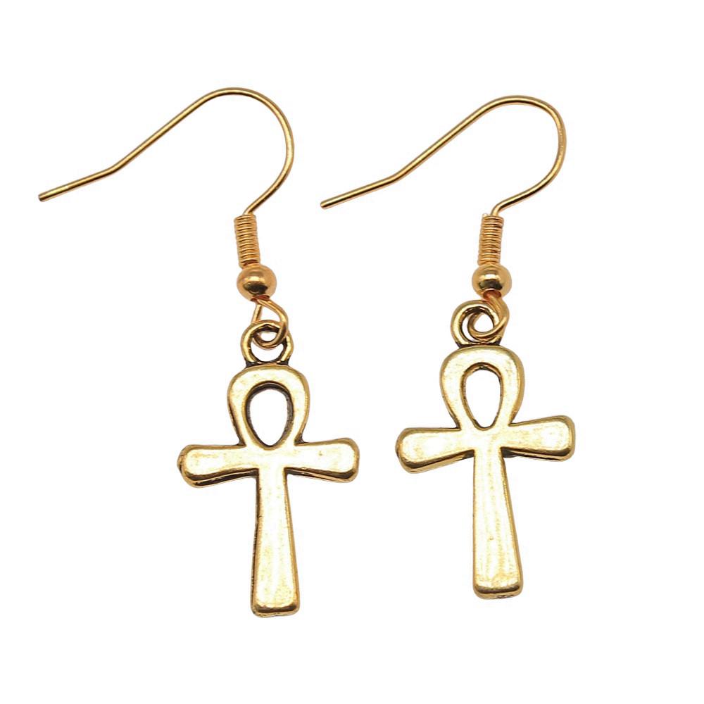 Ankh Cross Dangle Earrings Ancient Egyptian Symbol Drop Earrings Gothic Occult Themed Jewelry