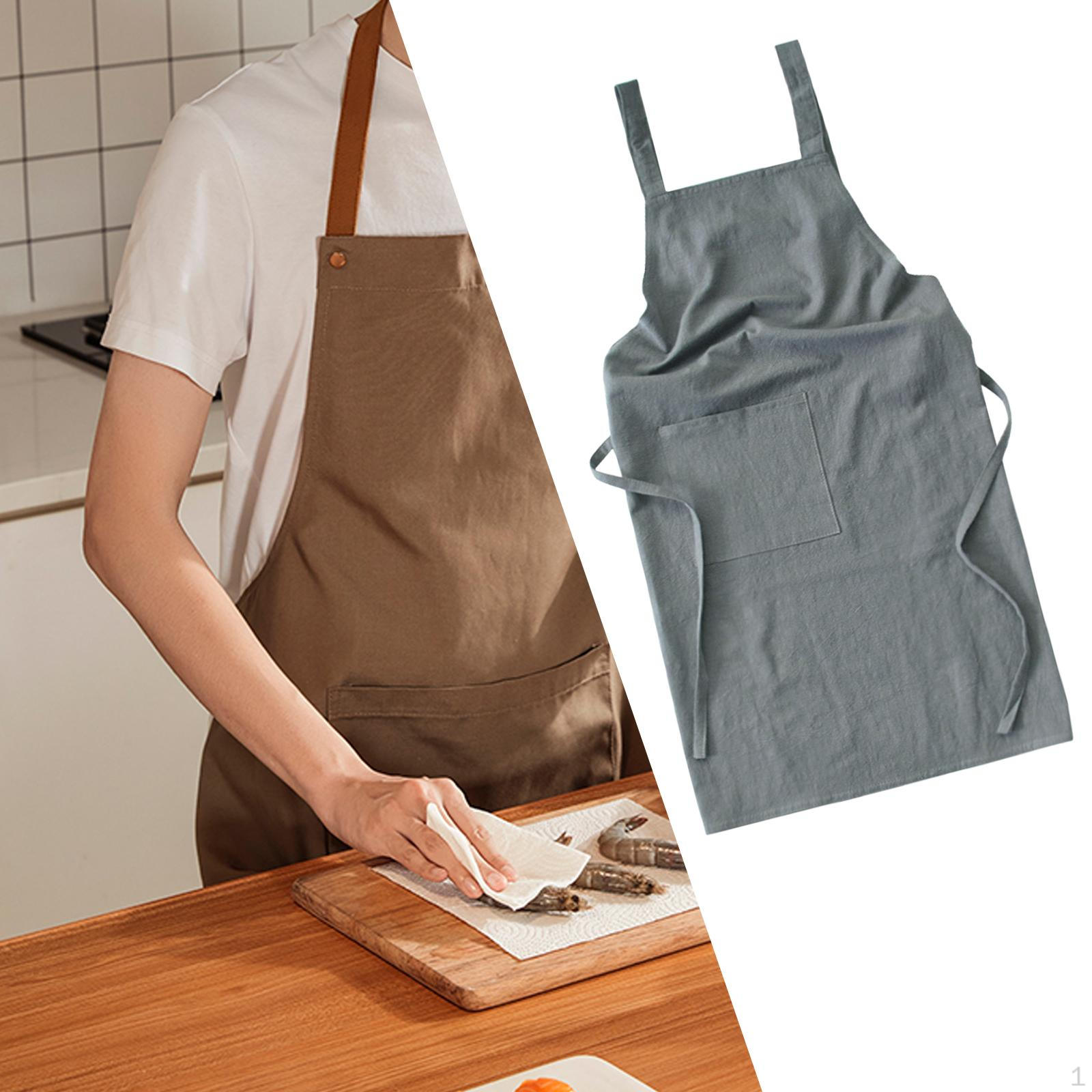 

Элегантный льняной фартук с карманами для кулинарных изысков Gray